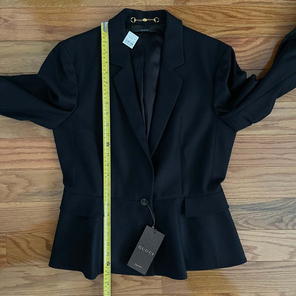 Gucci NWT Archival 2013 Black Wool Cashmere Peplum Blazer Jacket 46 IT US 10 - Picture 14 of 16